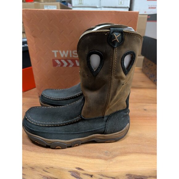 Twisted X Mens 11" Pull On Hiker Boot Nano Toe charcoal & tan New size 11 - Picture 3 of 9